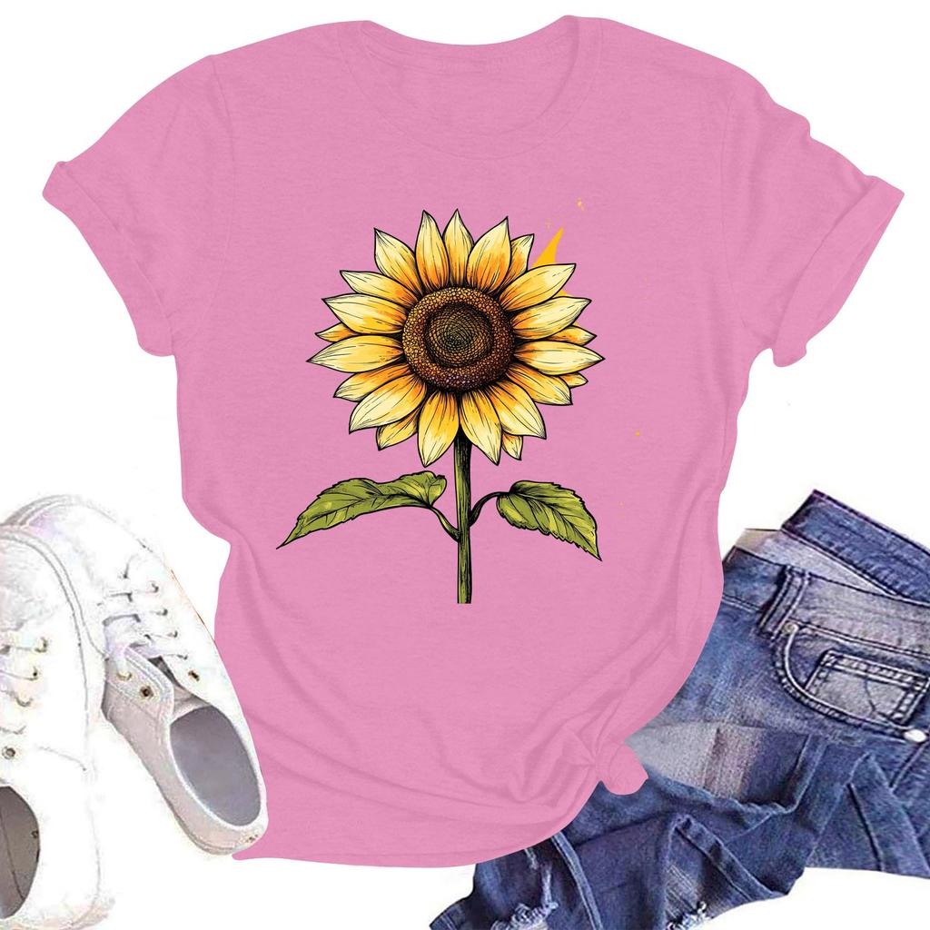 Женская повседневная свободная футболка с принтом, круглый вырез, пуловер, короткий рукав, топ