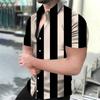 Holiday Beach Striped 3D Print Men Tops Man/Women Casual Fashion Short Sleeves Shirt Lapel Button Shirt Oversized Unisex Clothes