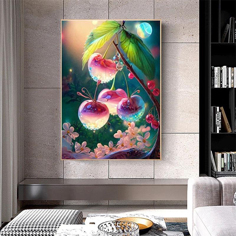 DIY Diamond Painting Cherry Cross Stitch Kit Mosaic Art Diamond Painting Full Circle/Square Diamond Home Decoration