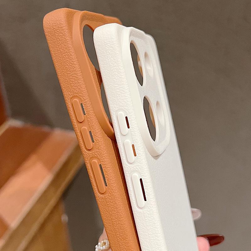 Тонкий чехол из однотонной кожи с текстурой для Xiaomi 13T Poco X6 Pro M6 Redmi Note 14 13 Pro 12 11, матовый мягкий противоударный чехол для защиты линз от ударов