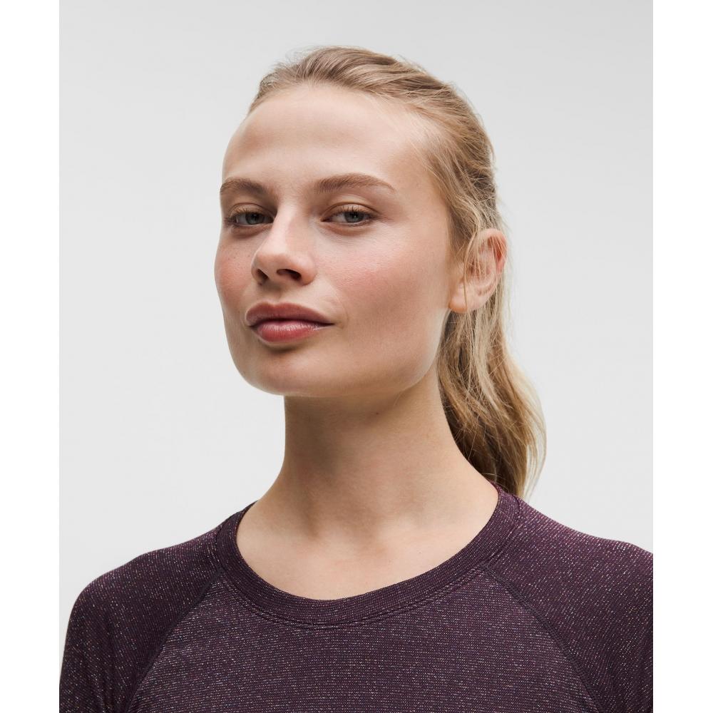 Lululemon Swiftly Tech Long Sleeve Shirt 2.0 Waist Length  Sparkle Black Plum Rainbow Lurex