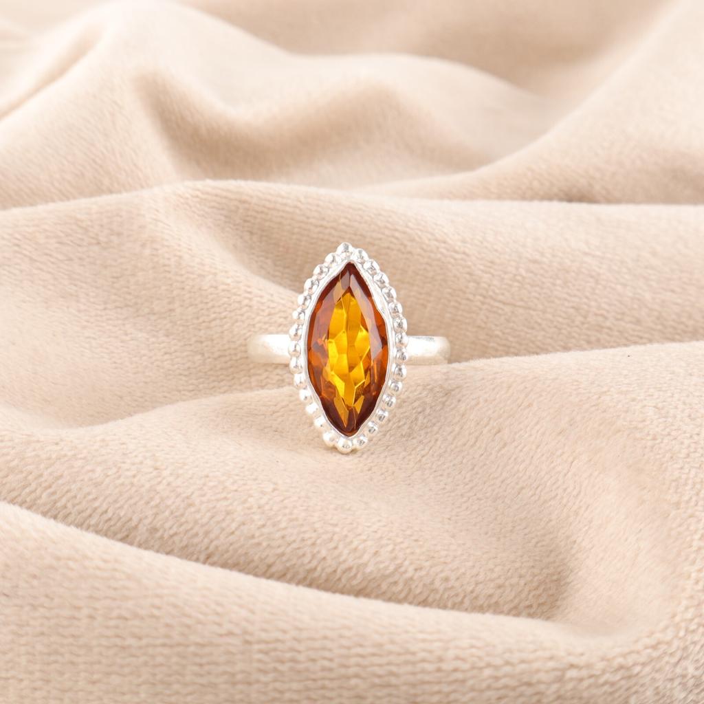 Natural Citrine Gemstone 925 Sterling Silver Jewelry Handcrafted Statement Ring RR-25-6