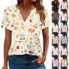 Женская летняя мода повседневная футболка с коротким рукавом и V-образным вырезом