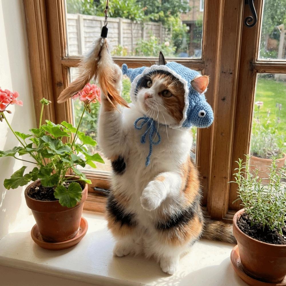 Breathable Cat Knitted Hat Warm Pet Cosplay Headwear Funny Winter Dog Cap Festival