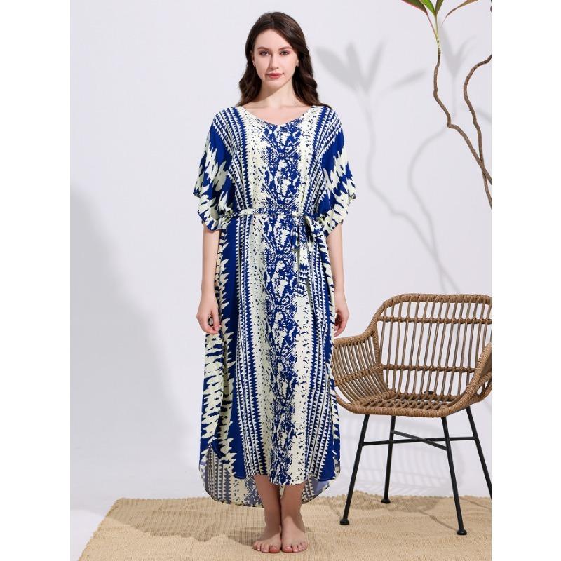 Popular Snake Pattern Printing Beach Blouse Robe Loose Vacation Sunscreen Bikini Blouse