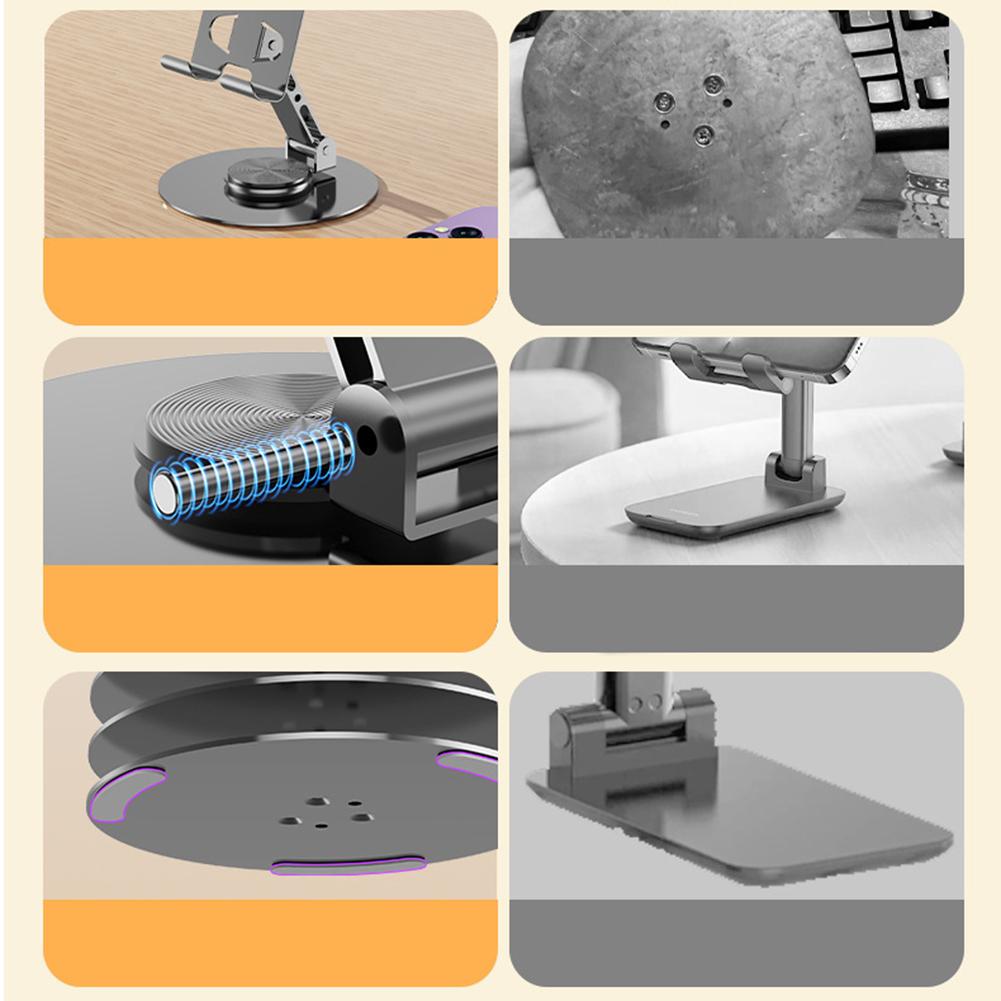 Полностью металлический держатель для мобильного телефона с вращением на 360 градусов, двухосевой складной многоугольный регулируемый для всех мобильных телефонов iPhone iPad