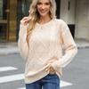 Autumn Solid Knitted Pullovers Sweater Women Elegant Loose Sweaters Winter Clothing Twist O Neck Knitwears Tops 28674