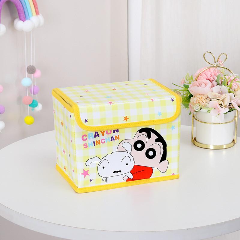 Cute Pajamas Crayon Shin Chan Shiro Striped Pattern Foldable Flip Storage Box For Office And Bedroom Storage