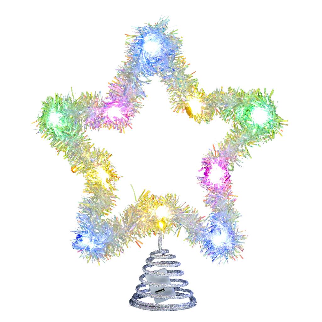 Sparkling Star Christmas Tree Top Decoration With Multi Colored Lights Pentagram Decoration Home Christmas Party Decoration
