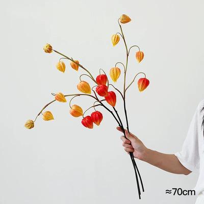 3 шт. Искусственные ягоды физалиса Осеннее украшение Стебли Искусственный плод китайского фонарика Растение Осенняя цветочная композиция Домашний декор