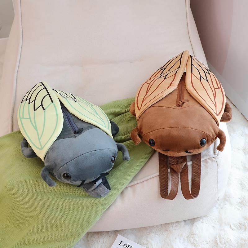 45Cm Funny Creative Cartoon Insect Cicada Beetle Plush Doll Backpack Brown Green Insect Soft Plush Toy Gift For Boys And Girls