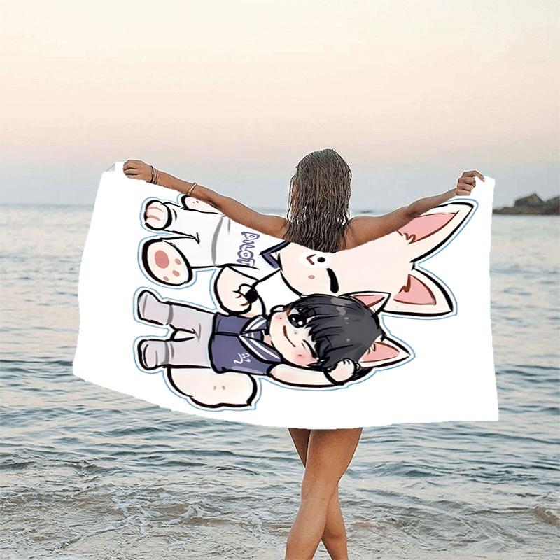 1pc Kpop Team6 Beach Towel, Beach and Seaside Swimming Pool Equipment, Fashion Pattern, Rectangular, Travel Essentials