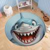 3D Realistic Shark Round Floor Mat, Funny Shark Face Non-Slip Rug for Living Room, Bedroom, or Entryway