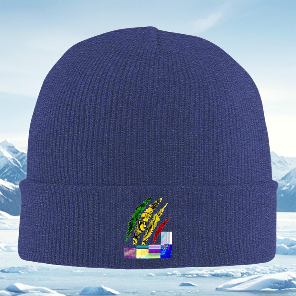 Claws ripping animal vibrant image Men Women Unisex Knitted Hat Beanie Pullover Cap Winter Thermal Warm Christmas Outdoor Cyclin