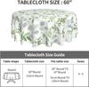 Spring Floral Teal Sage Green Tablecloth Round 60 Inch Watercolor Eucalyptus Leaf Round Table Cloth Wrinkle Resistant Washable