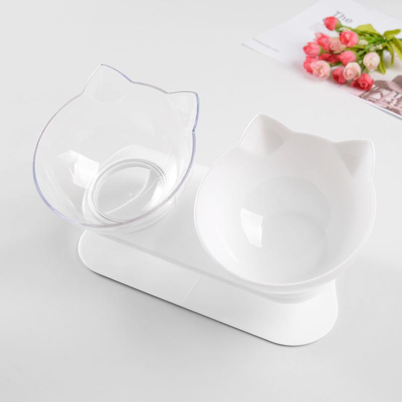 Double Cat Bowl Elevated Non-slip Water Food Feeder With Inclination Stand For Small Dogs Cats Pet Kitten Drinking Supplies