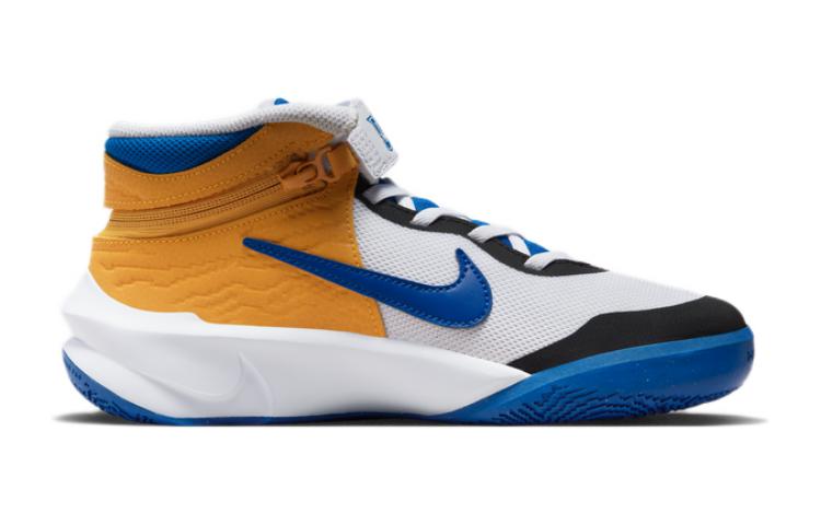 Nike Детские баскетбольные кроссовки Team Hustle D 10 Flyease, дышащие, с поддержкой, средней высоты, Белые синие DZ2760-141