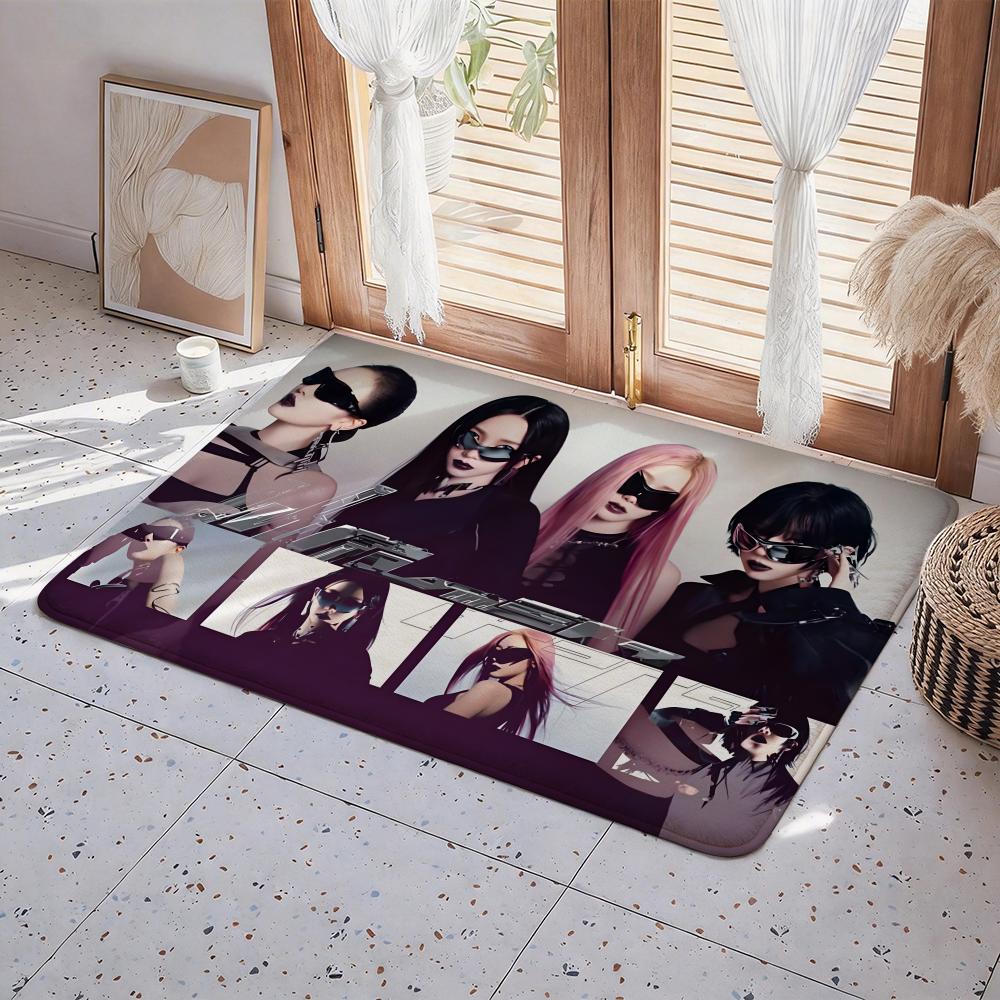 Kpop A aespa Floor Mat Eco Flannel Doormat Non Slip Odorless Indoor Floor Rug Soft Short Plush Home Mat
