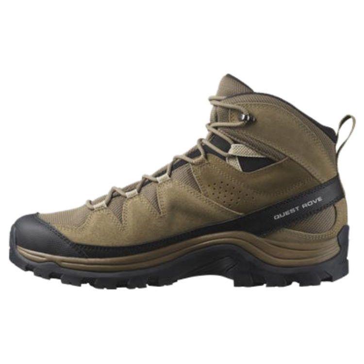 SALOMON X Ultra 4 Quest Rove Gore-Tex Fabric Leather Comfortable Slip-Resistant Durable Mid-Top Outdoor Functional Shoes Men Shoes Green Yellow 471814