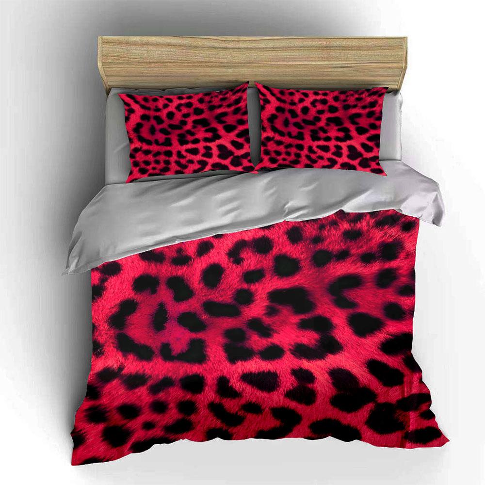 Pink-black leopard spots. Bedding sets Duvet cover sets Duvet covers Pillowcases(1* Duvet Cover 2* Pillowcases without duvet insert)