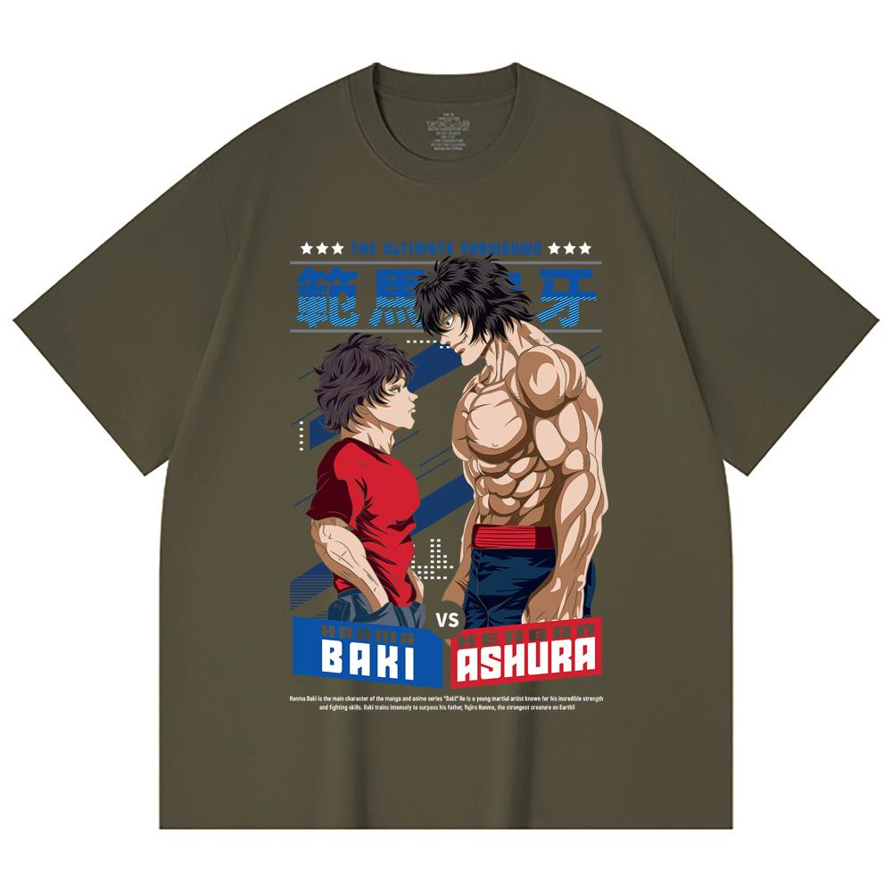 230 г/м² 100% хлопок Baki V2 Baki Ashura Принт Унисекс Тяжелая хлопковая футболка