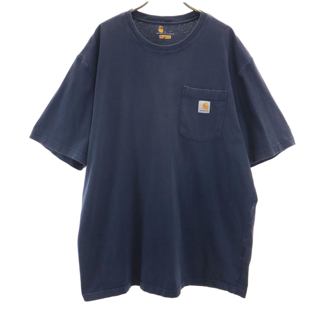 carhartt Футболка с коротким рукавом L Темно-синяя Однотонная Карманная футболка K87 Мужская Б/У
