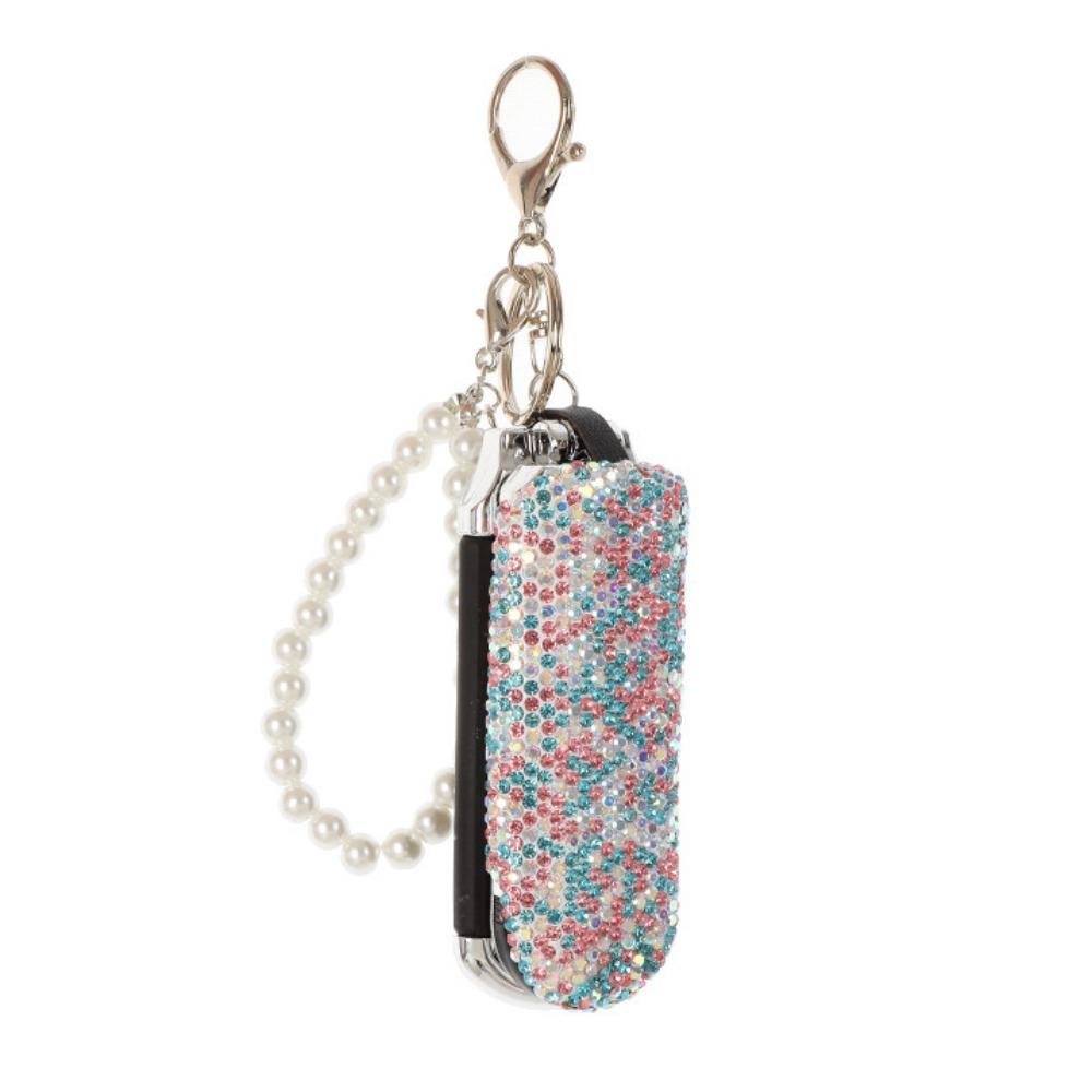 Pearl Pendant Comb Mirror Set Keychain Glitter Rhinestone Massage Comb with Mirror Travel