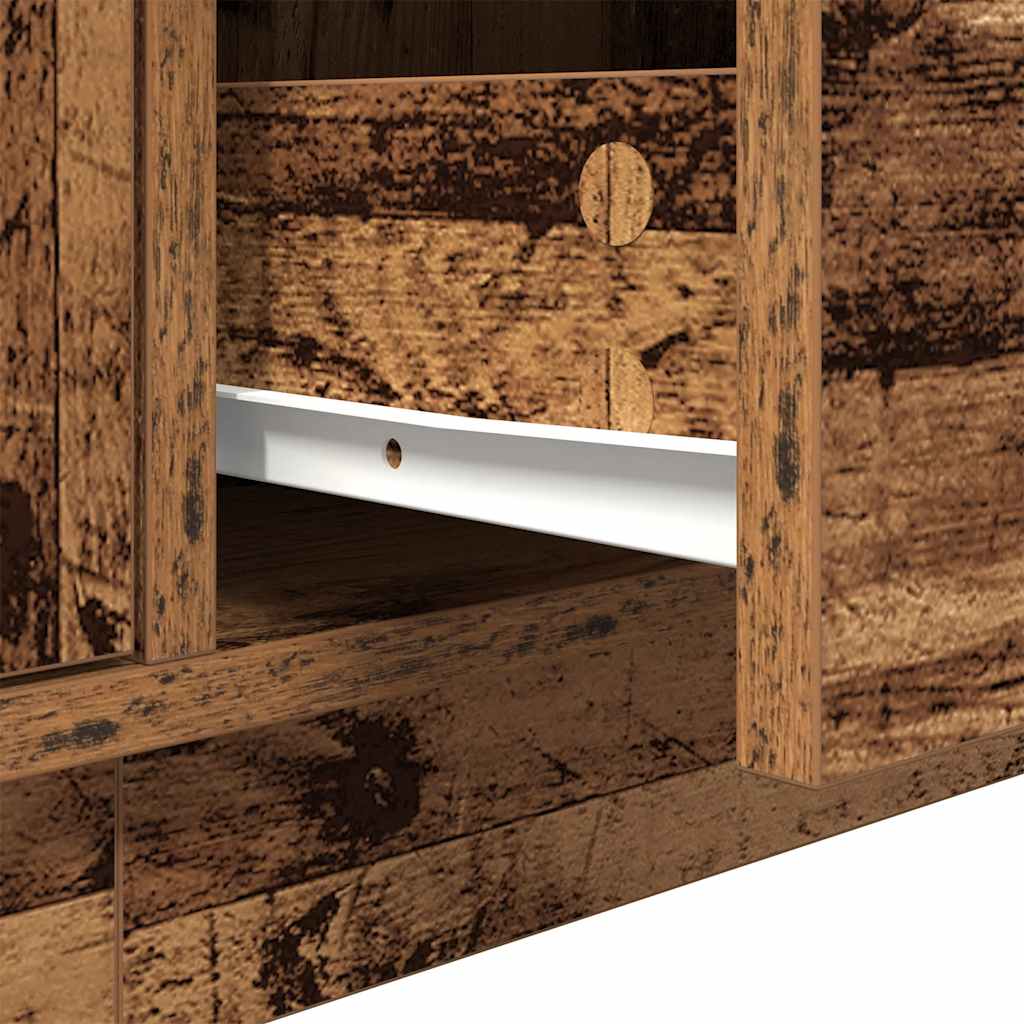 TV Stand with LED Lights Reclaimed Wood Look 160.5x41x50 cm