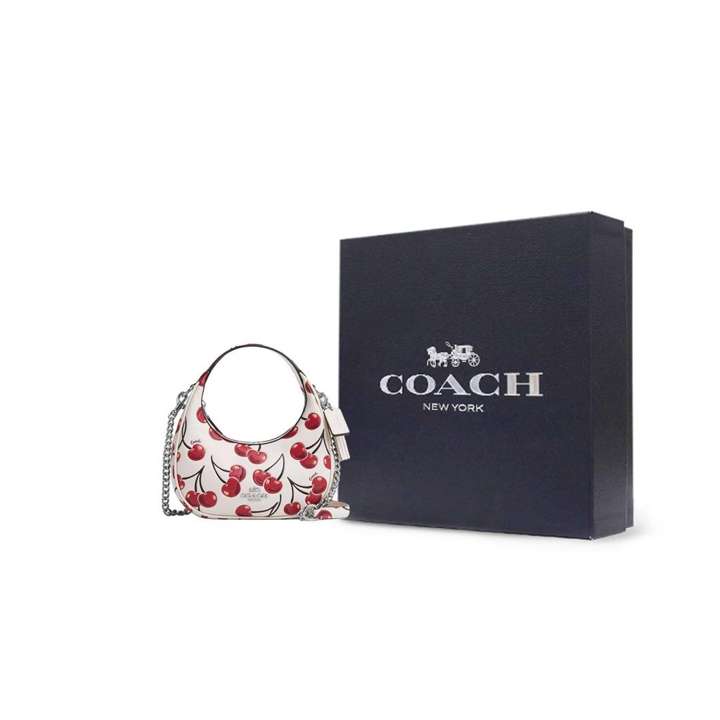 Coach Кармен 20 Кожаная сумка через плечо с верхним клапаном Маленькие женские сумки Цвет Мел CY711-SVCAH