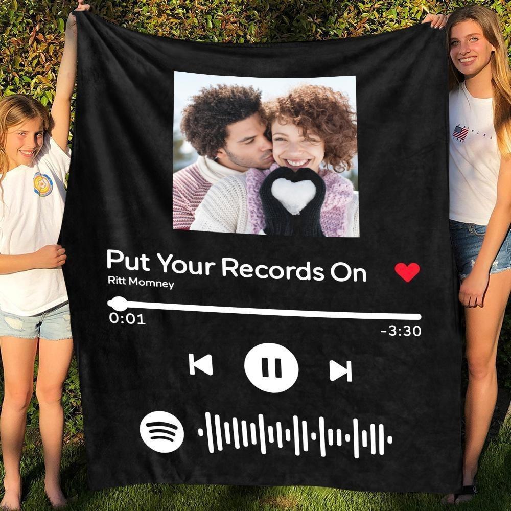 Spotify Code Music Code Diy Photo Flannel Blanket Couple Holiday Gift Blanket