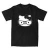 Hello Kitty Black And White Nerd Glasses T Shirts Men Women's Pure Cotton Male T-Shirt Crewneck Tees Short Sleeve Casual Tops