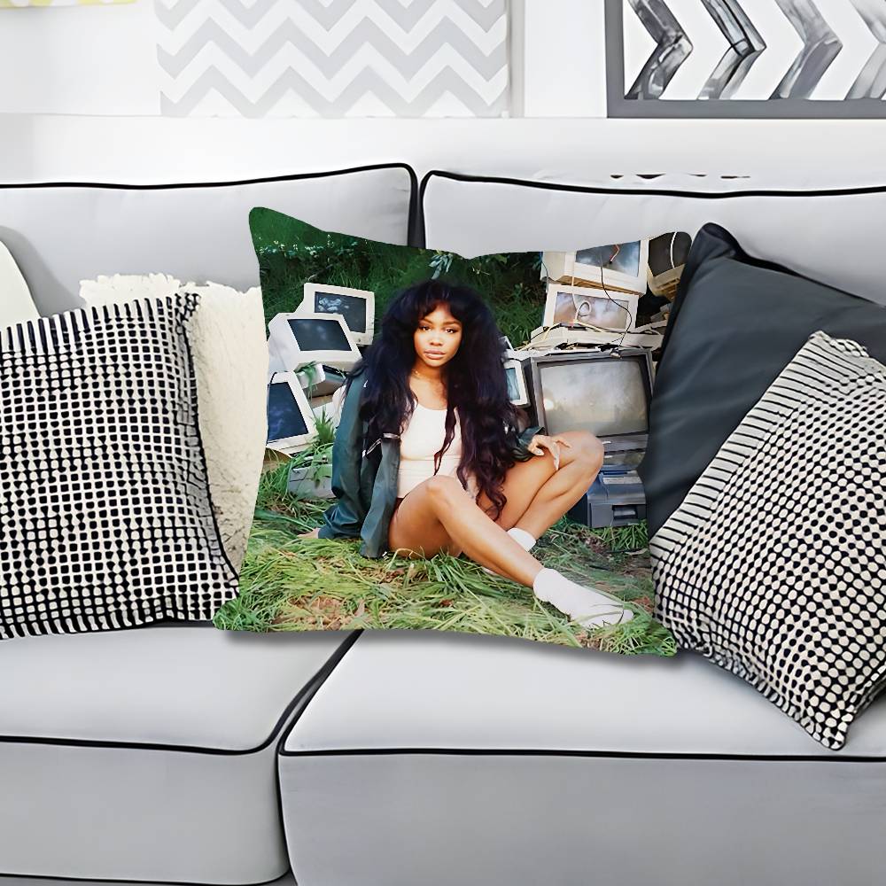 SSZA SOS Singer Various Sizes Square Pillow Case For Car Home Bedchamber Decor Custom Valentine gift