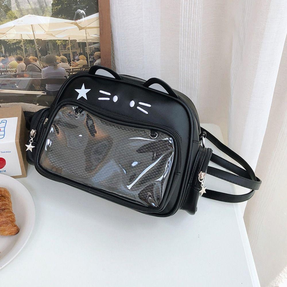 JK Kawaii Transparent Pocket Bag Adge Display Y2K Shoulder Bag Creative Cute Cat Itabag Outdoor