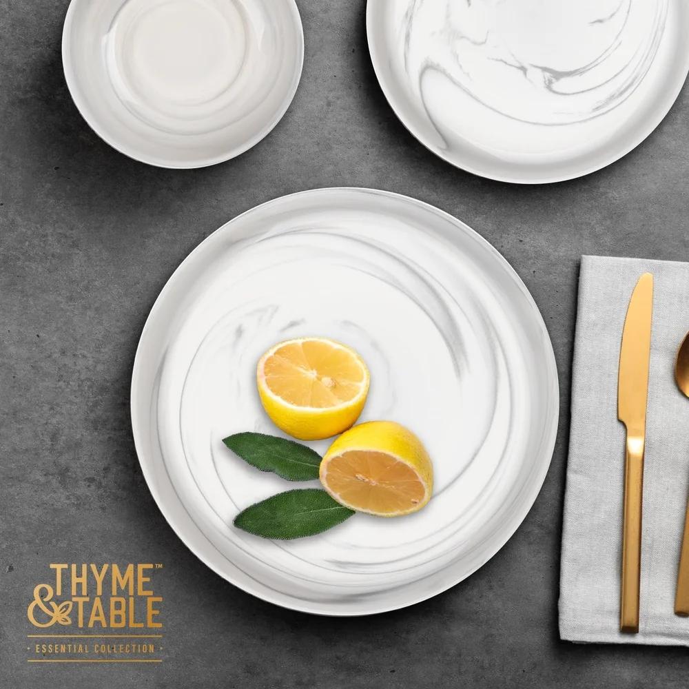 Набор из 2 столовых тарелок из каменной керамики для микроволновой печи, посудомоечной машины и духовки, серый мрамор, круглые, столовая посуда, кухонная утварь, набор для обеда