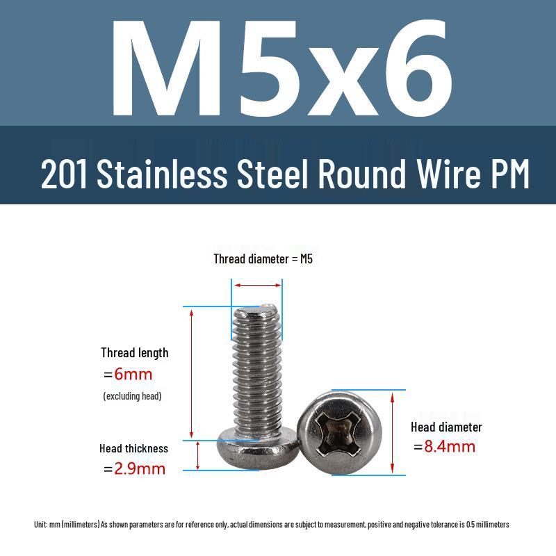 Yigu Yigu Stainless Steel Phillips Round Head Machine Screws M2-M8