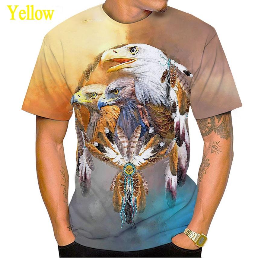 Новая футболка с коротким рукавом с принтом орла 3D, повседневная футболка с принтом животных орла в стиле хип-хоп и рок, креативная футболка с круглым вырезом