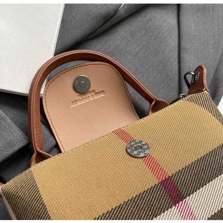 2024 Ретро Британская Клетка Мини Сумка-Кроссбоди Пельмень