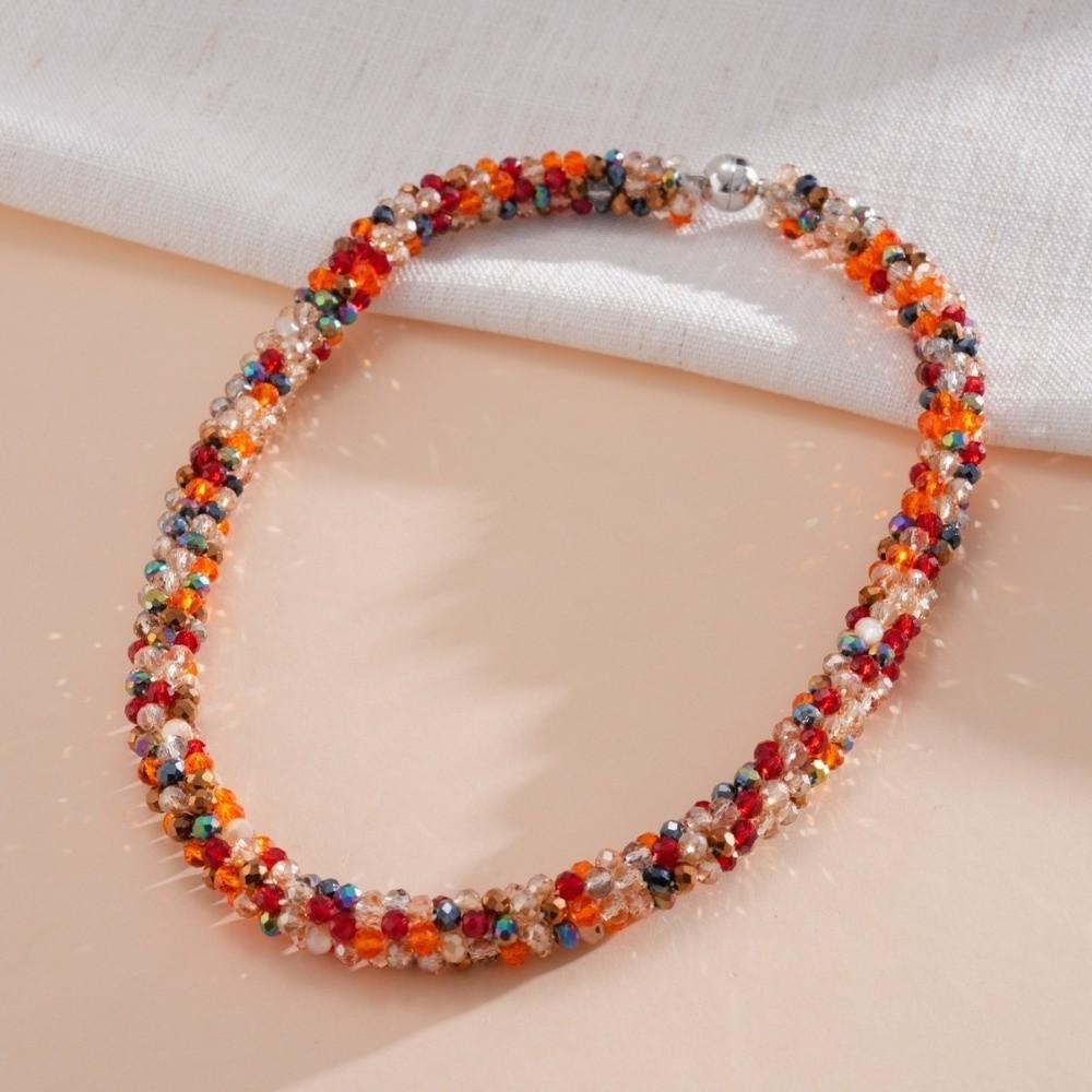 Colored Glass Bead Vintage Ethnic Glass Necklace Neck Jewelry Retro Lovers Choker Holiday