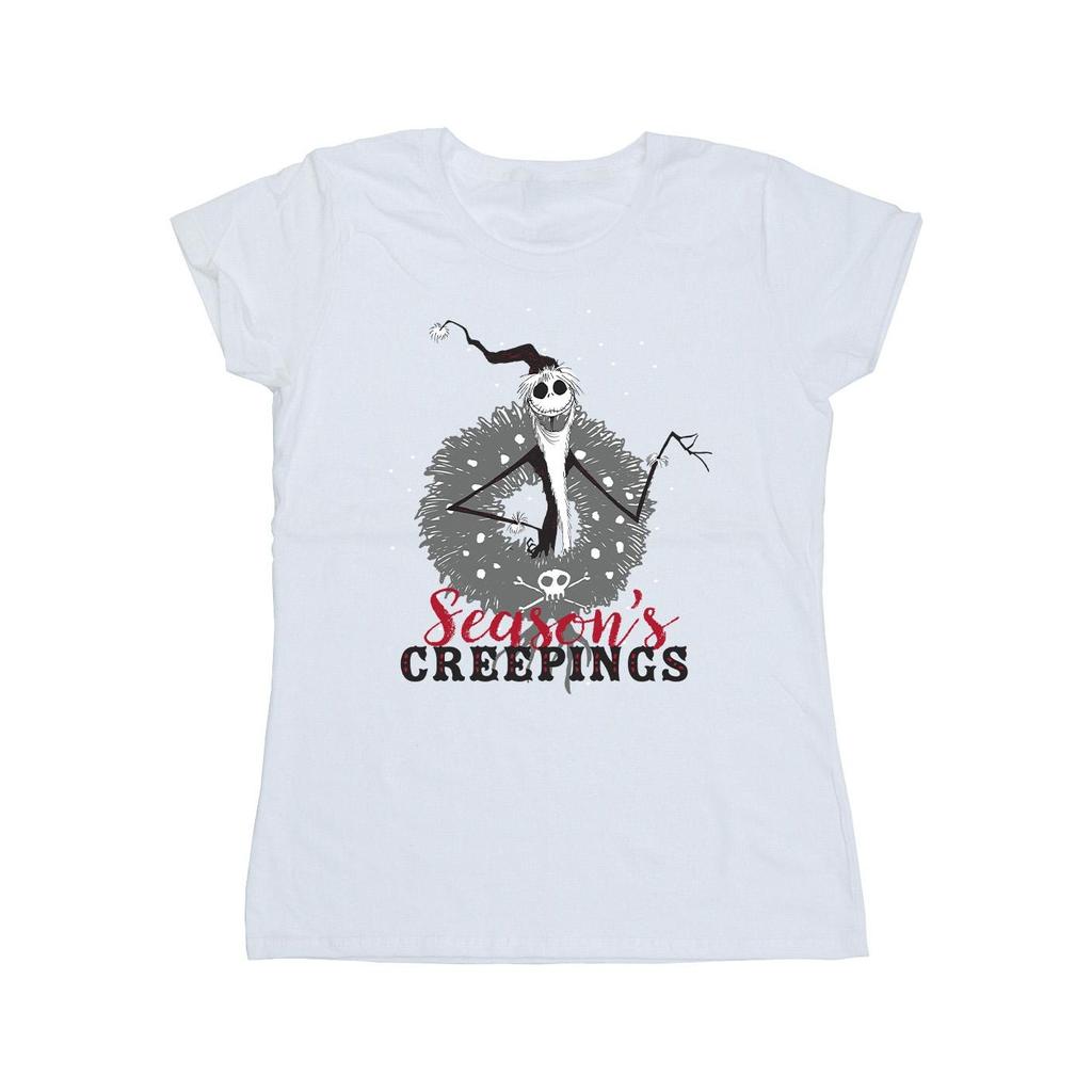 Disney Womens/Ladies The Nightmare Before Christmas Seasons Creepings Wreath Cotton T-Shirt