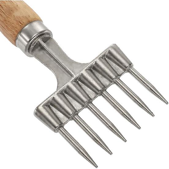 Ice Pick with Wooden Handle, 9 Inch x 2.4 Inch 6 Fork Silver Stainless Steel Ice Crusher for Ice Breaking at Home and Bar (6 Fork)