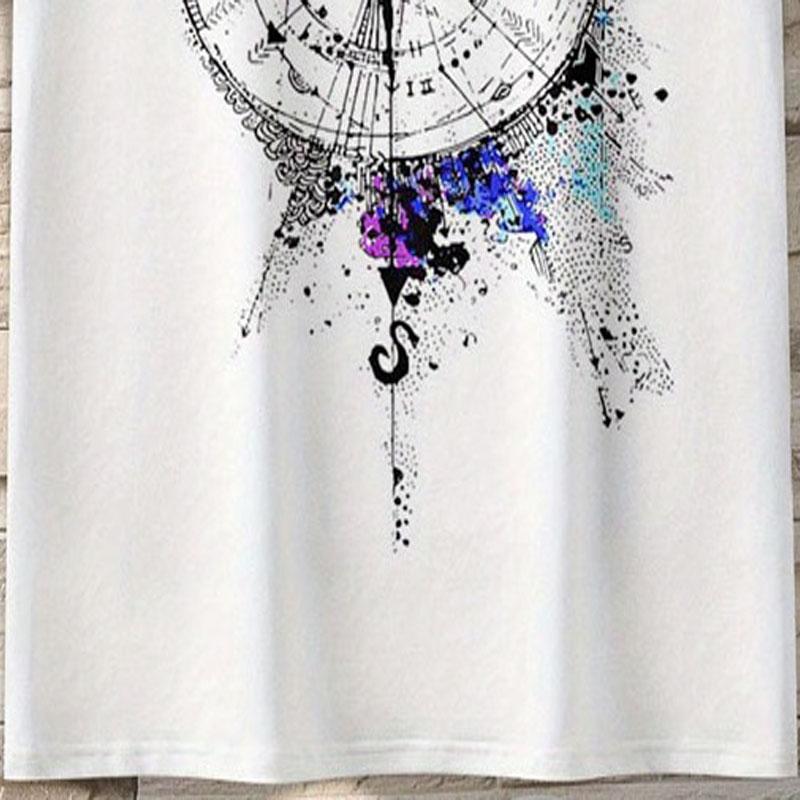 Летняя мужская дышащая футболка из полиэфирного волокна с короткими рукавами и принтом компаса, повседневная с круглым вырезом для модных выходов