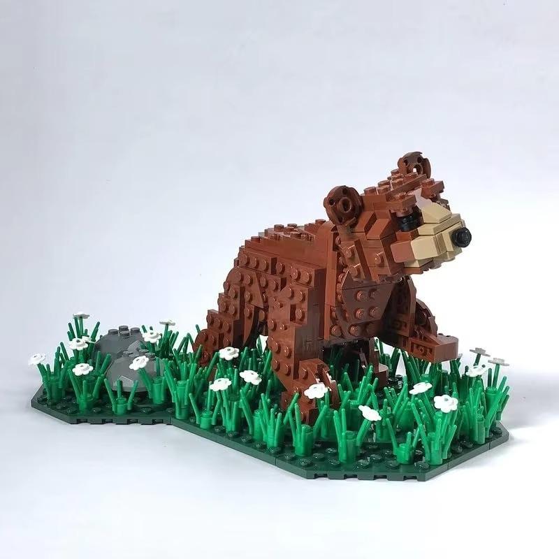 213 шт. Набор игрушек-кирпичей «Медведь», набор строительных блоков «Бурый медведь гуляет в джунглях», подарок другу, игрушка-строитель