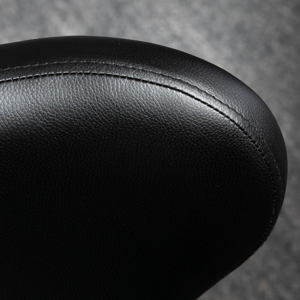 Salon Stool in Leather Look, Height Adjustable, Up to 120 kg, Steel Frame, Black
