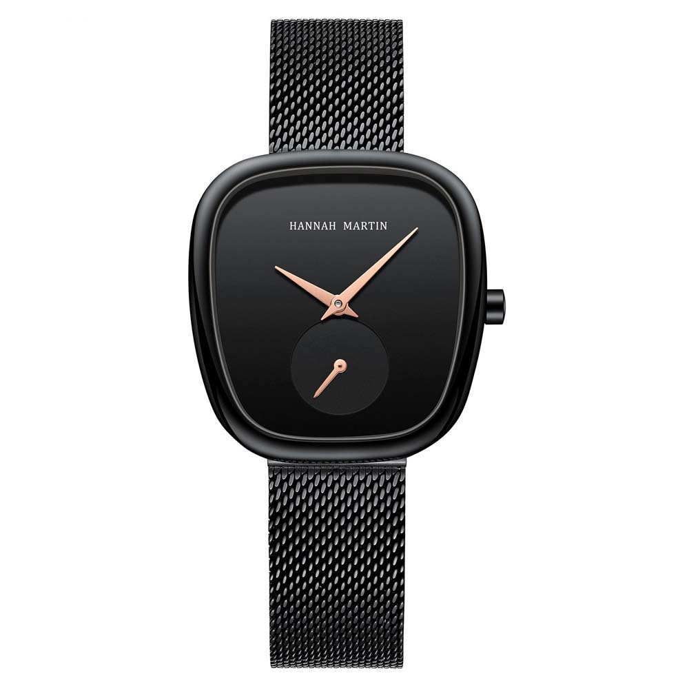 Hannah Martin Women's Quartz Watch Creative Two-Handed Half-Barrel Design European and American Style Watch Female Dress Gift
