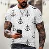 Summer Sailor T-shirt, Anchor Men's 3D Neckline Short-sleeved T-shirt