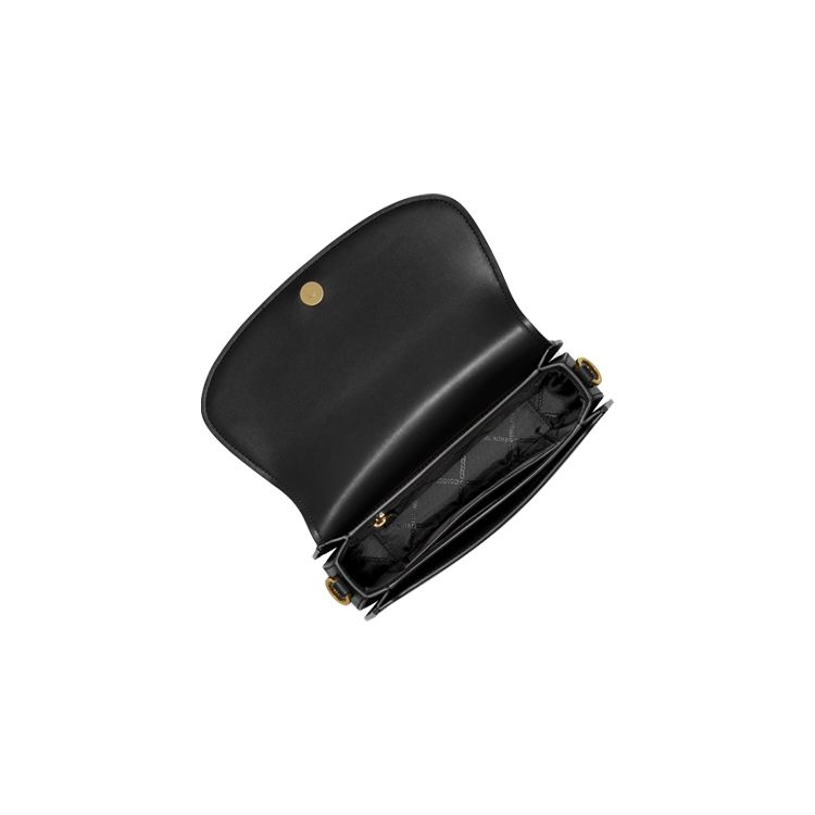 Michael Kors MK Mila Solid Color Metal Logo Lock Strap Leather Crossbody Shoulder Bag Medium Women bags Black 30S3GIMM8L-001