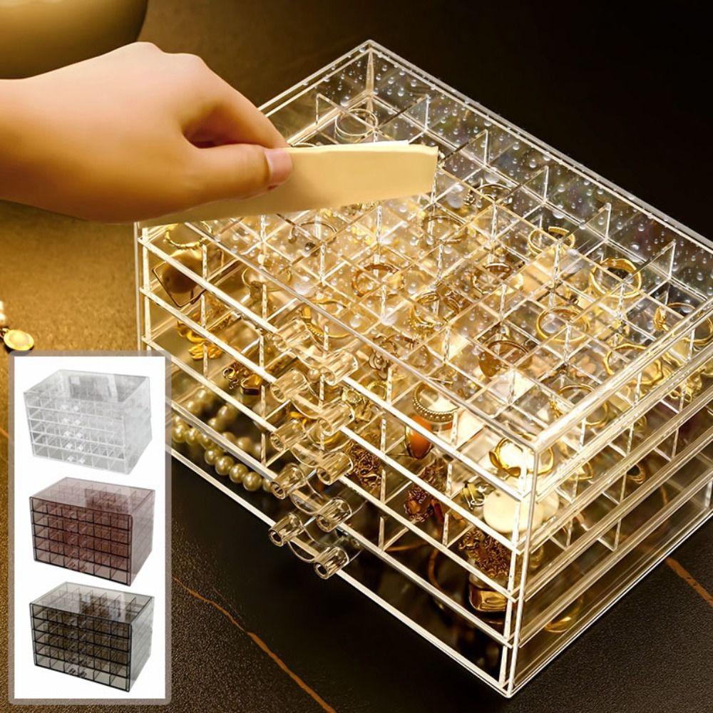 120Grids Jewelry Storage Box Acrylic Nail Art Organizer Box Jewelry Transparent Box  Vanity