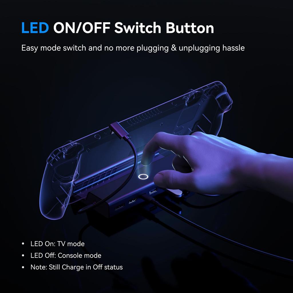 Док-станция KIWIHOME для Steam Deck Hub PD100W, быстрая зарядка, 1000M Ethernet-порты, сенсорное управление, высокоскоростная передача данных, компактный корпус из алюминиевого сплава