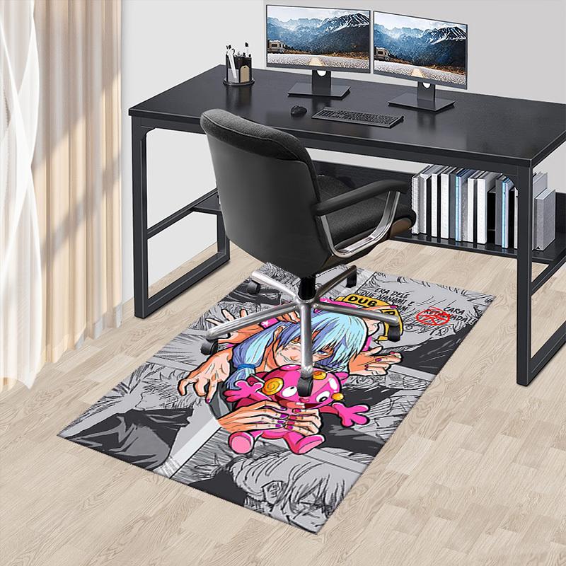 1pc Anime Cartoon Design Chair Mat - DUB PT BR - Office Desk Rug for Home Decor, Gaming Room, Bedroom, Living Room - Non-Slip Carpet Suitable for All