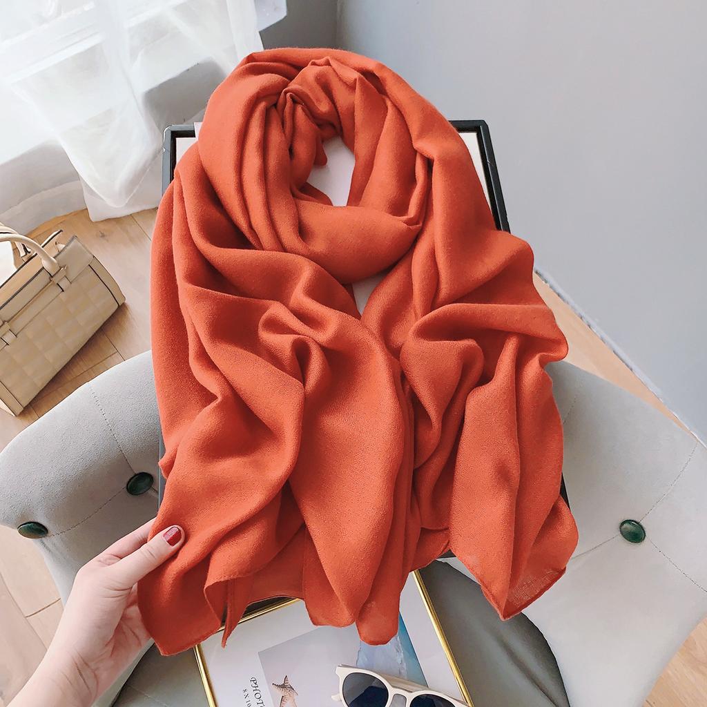 Women's Spring and Summer Literary Korean Version Long Solid Color Shawl Thin Versatile Neck Protection Scarf Air-conditioned Exterior